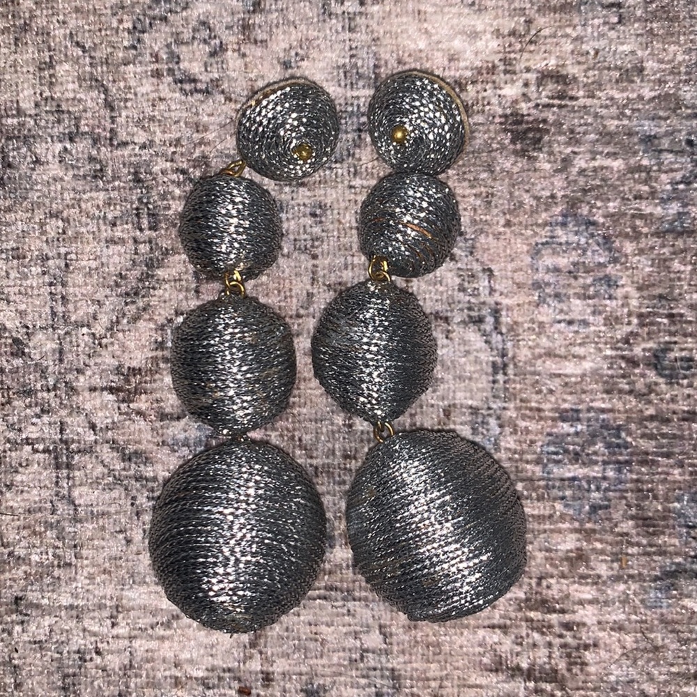 Kenneth Jay Lane Metallic Thread-Wrapped Ball Linear Earrings